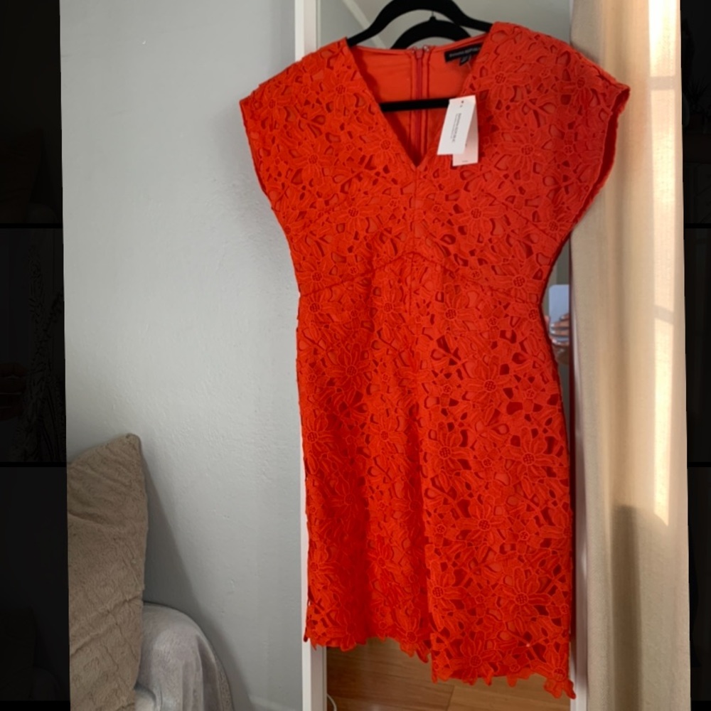 Banana Republic orange lace v neck Dress